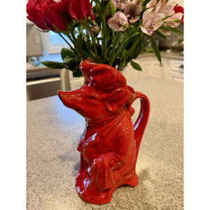 Vintage Italian Pig Chef Pitcher 10" Red Figural Farmhouse Kitchen Decor PV